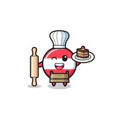 austria flag as pastry chef mascot hold rolling pin