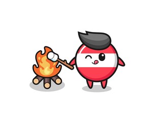 austria flag character is burning marshmallow