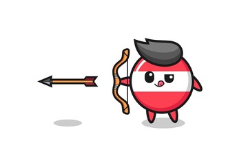 illustration of austria flag character doing archery
