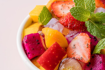 Fruit salad is a dish consisting of various kinds of fruit. fruit salad can be served as an appetizer, a side salad, or a dessert. 