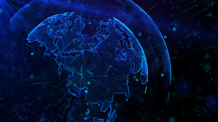 Digital blue planet of Earth, 3D animation