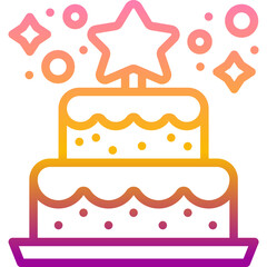 birthday cake gradient icon