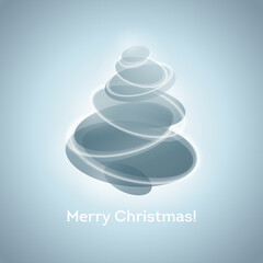 Shiny christmas tree in blue. Abstract vector illustration for unusual holiday design or greeting card