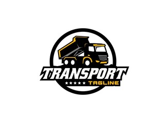 Truck logo vector for transportation company. Vehicle equipment template vector illustration for your brand.