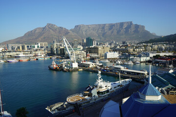 Fototapeta na wymiar V and A waterfront and Table Mountain, in Cape Town, South Africa