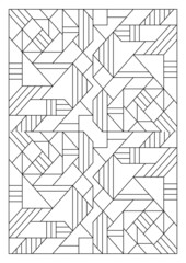 Portrait coloring pages for adults. Abstract illustration. Geometric composition. Black and white patterns. EPS8 file. Coloring-#343