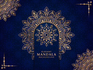 Elegant Ornamental Mandala Background With Golden Arabesque. Decorative Mandala for Print, Poster, Cover, Brochure, Flyer, Banner