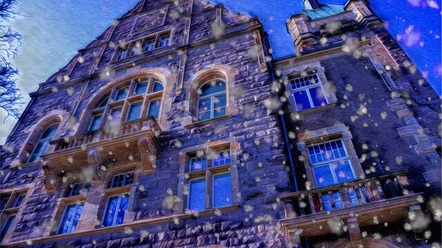 Hattinger Rathaus im Schnee