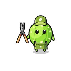 cute cactus as gardener mascot