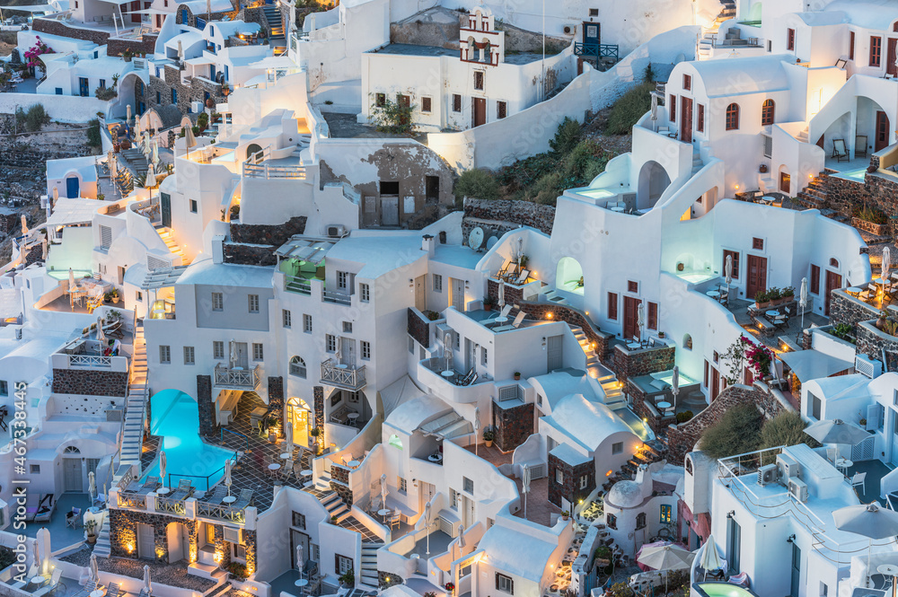 Wall mural sunset in oia, santorini, cyclades islands, greece