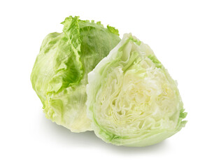 green iceberg lettuce isolated on white