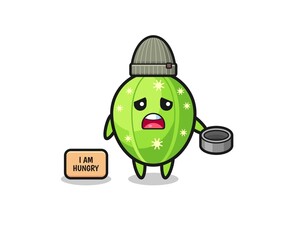 cute cactus beggar cartoon character