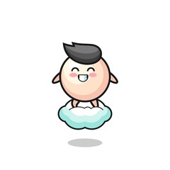cute pearl illustration riding a floating cloud