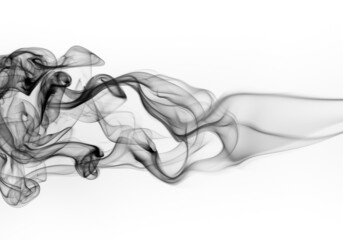 Black smoke motion abstract on white background, fire design