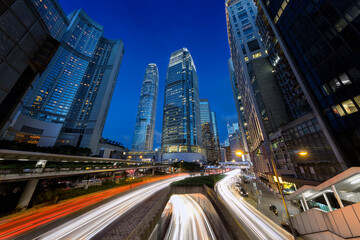 Fototapeta na wymiar Hong Kong city night scenes with light trails