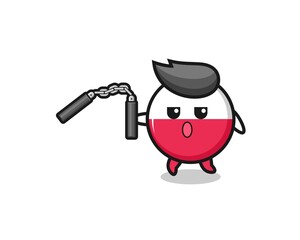 cartoon of poland flag using nunchaku