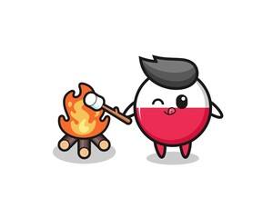 poland flag character is burning marshmallow