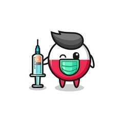 poland flag mascot as vaccinator