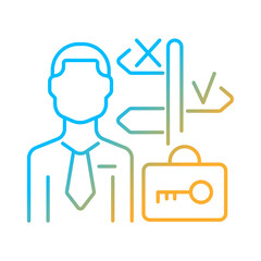 Portfolio manager gradient linear vector icon. Expert managing portfolio trading. Investing professional. Thin line color symbol. Modern style pictogram. Vector isolated outline drawing