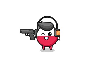 illustration of poland flag cartoon doing shooting range