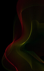 Blend Wave Background Black Vector. Soundwave Wireframe Texture. Multicolored Contour Fashion. Noise Template.
