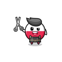 poland flag character as barbershop mascot