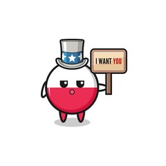 poland flag cartoon as uncle Sam holding the banner I want you