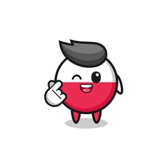 Obraz premium poland flag character doing Korean finger heart