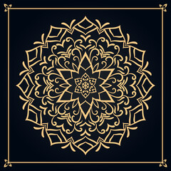 Fototapeta na wymiar Elegant Arabesque Golden Color Mandala. Decorative Mandala for Print, Poster, Cover, Brochure, Flyer, Banner.