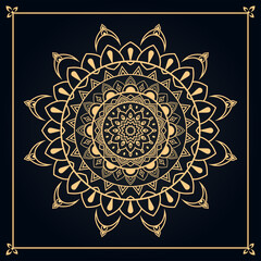 Elegant Arabesque Golden Color Mandala. Decorative Mandala for Print, Poster, Cover, Brochure, Flyer, Banner.