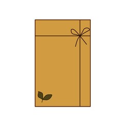 Illustration vector graphic of brown rectangle gift box with leaf