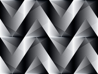 Geometric seamless pattern, abstract black and white background.