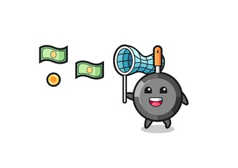 illustration of the frying pan catching flying money
