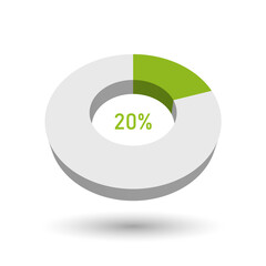 20 percent 3D vector pie chart