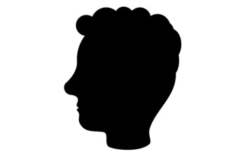 Silueta negra de la cara de un hombre o joven 