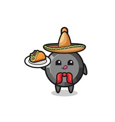 Obraz premium frying pan Mexican chef mascot holding a taco