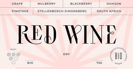 Minimal Label. Set of modern wine tag, label for brand, logo, sticker winery. Template design minimal label, tag or card with text modern font Red Wine. Typographic wine tag. Vector Illustration