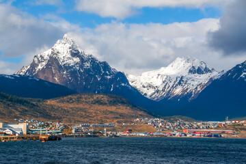 View of the City and the Bay of Ushuaia in summer