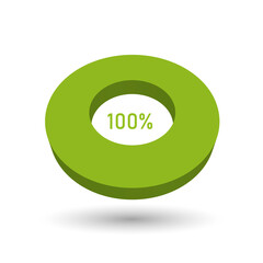 100 percent 3D vector pie chart