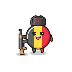 cute belgium flag cartoon as Russian army