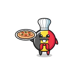 belgium flag character as Italian chef mascot