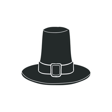 Pilgrim Hat Icon Silhouette Illustration. Fashion Headdress Vector Graphic Pictogram Symbol Clip Art. Doodle Sketch Black Sign.