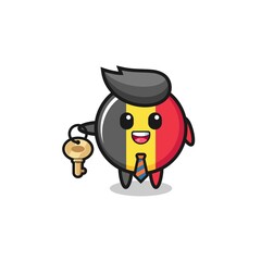 cute belgium flag as a real estate agent mascot