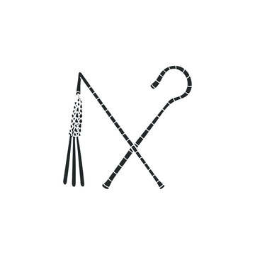 Heka Nekhakha Icon Silhouette Illustration. Egyptian Pharaoh Vector Graphic Pictogram Symbol Clip Art. Doodle Sketch Black Sign.