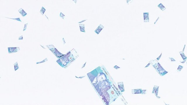 pile of Money 200 moroccan dirhams Falling From The Sky,