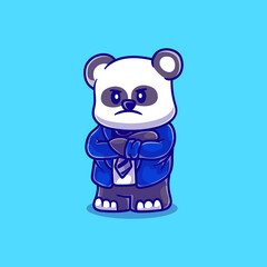 angry businessman cute panda illustration