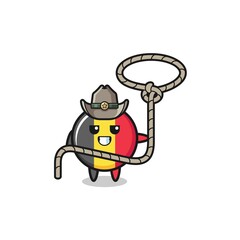 the belgium flag cowboy with lasso rope