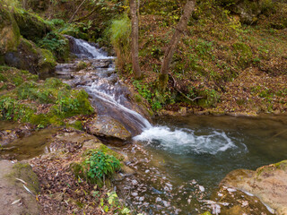 Rapids and cascades near the Gostilje waterfall on the slopes of the Zlatibor mountain in Serbia