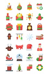 Christmas flat style icon set. Vector illustration for graphic design, website, app