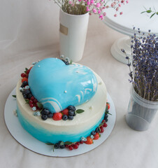 heart shaped cake with icing